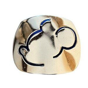 Silver Cut Out Mouse Head Portrait Face Silhouette Pin Brooch EUC